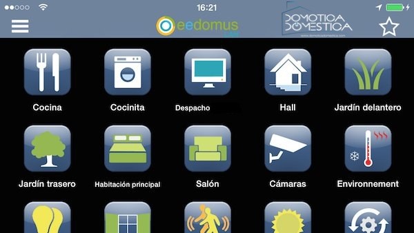 Accesibilidad App eedomus para iOS - Pantalla inicial