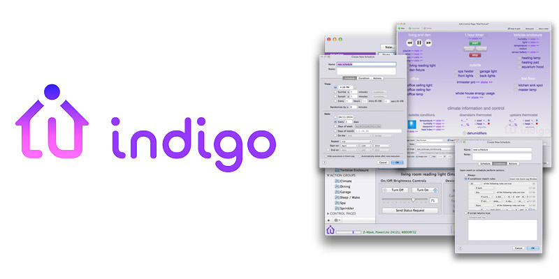 Captura de pantalla del software de control domótico Indigo