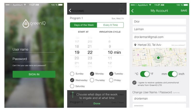 Aplicación de control de GreenIQ para iOS