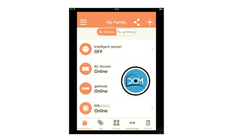 Lista de dispositivos SmartHome en la App