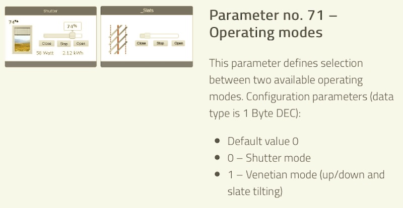 Flush Shutter DC de Qubino - Parámetros de configuración